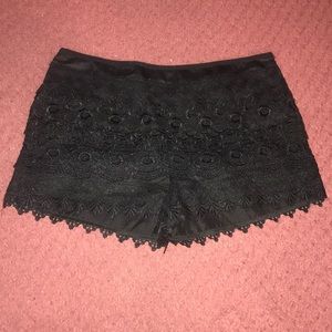 Black layered lace shorts